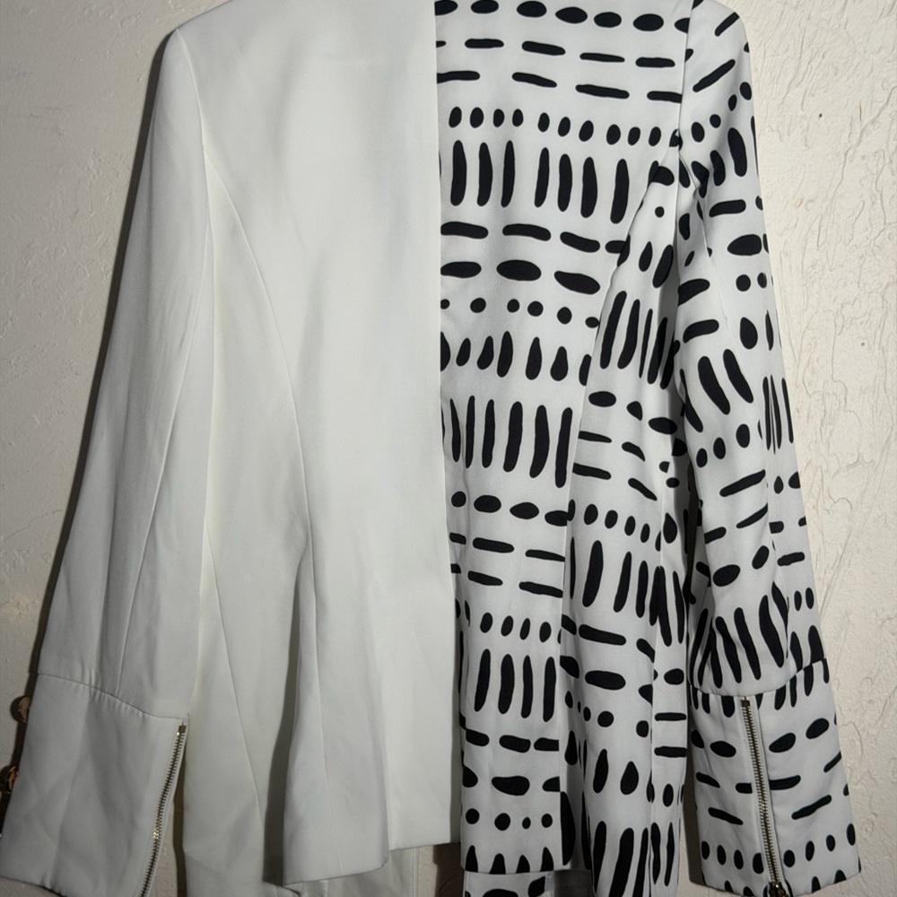 SHEIN White Blazer with Black Abstract Spots